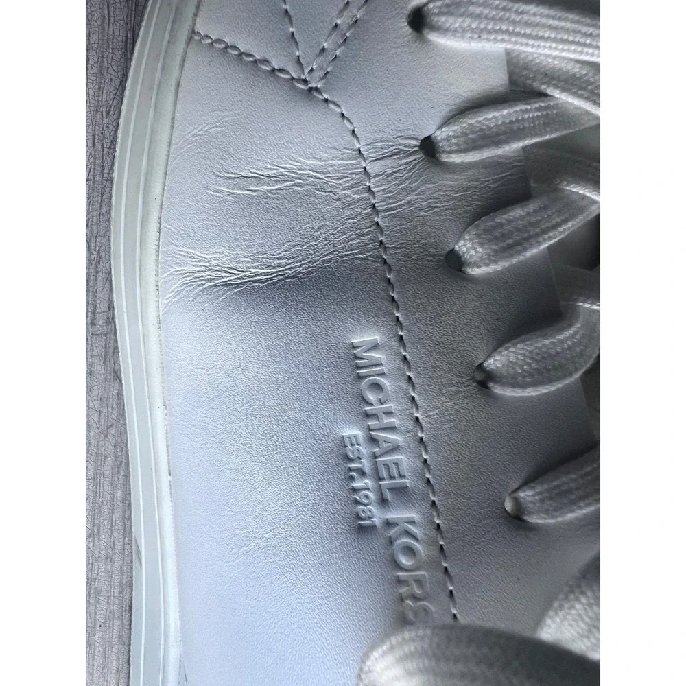 Michael Kors White Leather Low Top Sneakers Womens 9M FT22E Lace Up Round‎ Toe